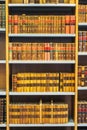 Old Vintage Books On Wooden Shelfs In Library Royalty Free Stock Photo