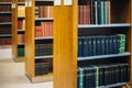 Old Vintage Books On Wooden Shelfs In Library Royalty Free Stock Photo