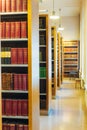 Old Vintage Books On Wooden Shelfs In Library Royalty Free Stock Photo