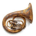 Old Vintage brass tuba isolated