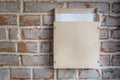 Old vintage brick wall with plywood box for anonymous paper notice, feedback, suggestion , opinions and compliants at store or Royalty Free Stock Photo