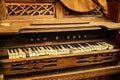 Old vintage broken piano with missing keys Royalty Free Stock Photo