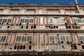 Old vintage broken windows with iron frames of retro Odeon Lisbon cinema in Portugal. Royalty Free Stock Photo