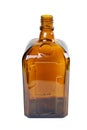 Old vintage brown bottle on white background