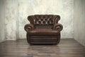 Old vintage brown leather chair Royalty Free Stock Photo