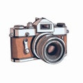 Retro Camera Illustration: Minimalist 2d Vector Art For Greeting Cards Or Websites