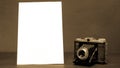 old vintage camera with frame to insert photos and texts Royalty Free Stock Photo