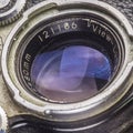 Old vintage camera lenses close up