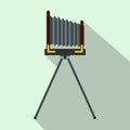 Old vintage camera on tripod icon, flat style Royalty Free Stock Photo