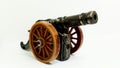 Old vintage cannon toy on white background Royalty Free Stock Photo