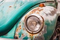 Old vintage car bumper close up. Retro auto. Royalty Free Stock Photo