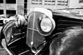 Old vintage car headlight close up. Black and white photo Royalty Free Stock Photo