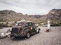 Old Vintage Car Truck Abandoned In The Desert
