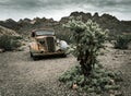 Old vintage car truck abandoned in the desert Royalty Free Stock Photo