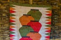 Old vintage carpet hanging on the wall, Interior decorations from Africa