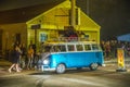 Old vintage cars at the 24th Annual Old Orchard Beach Maine Car Show drive along by night