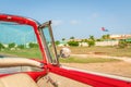 Old vintage classic american car on the right Cuban f Royalty Free Stock Photo