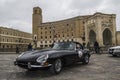 Old vintage classic car jaguar e type black