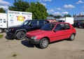 Old vintage classic small compact car Peugeot 205 parked