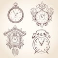 Old vintage clock set Royalty Free Stock Photo