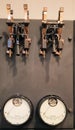 Old Vintage copper electrical switches and Ampere Gauges