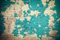 Old vintage crack wall, abstract blue brick pattern background. Royalty Free Stock Photo