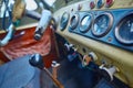 old vintage dashboard of a retro car