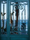 Old vintage decorative wrought iron door