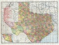 Old vintage detailed map of the State of Texs in the eighteenth-nineteenth centuries