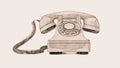 Old vintage dial-up phone watercolor Royalty Free Stock Photo