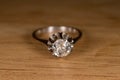 Old vintage diamond ring detail close up