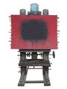 Old vintage dirty industrial style artist easel isolated on white background