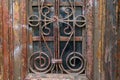 Old vintage door with an old window frame