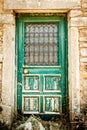 Old vintage door from Perithia town, Corfu Island Royalty Free Stock Photo