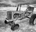 Rustic early farm tractor, infrared Royalty Free Stock Photo