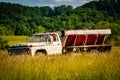 Old vintage farm truck sitting abandon in a pasture field Royalty Free Stock Photo