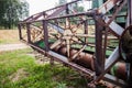 Old vintage farming agricultural harvester