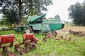 Old vintage farming agricultural harvester
