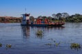 Old vintage ferry across the famous Amazon River - the most full-flowing in the world