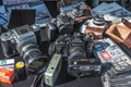 Old vintage film cameras on ehxibition