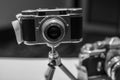 Old Vintage Retro Film Cameras in Black and White Royalty Free Stock Photo