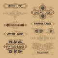 Old vintage floral elements - ribbons, monograms, stripes, lines, angles, border, frame, label, logo Royalty Free Stock Photo