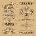 Old vintage floral elements - ribbons, monograms, stripes, lines, angles, border, frame, label, logo