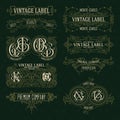 Old vintage floral elements - ribbons, monograms, stripes, lines, angles, border, frame, label, logo