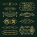 Old vintage floral elements - ribbons, monograms, stripes, lines, angles, border, frame, label, logo