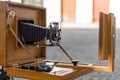 Old vintage folding camera. Royalty Free Stock Photo