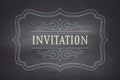 Old vintage frame with text Invitation Royalty Free Stock Photo