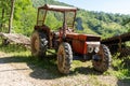 Old functional open cabin tractor