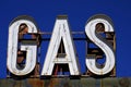 Old Vintage Gas Cafe Sign With Blue Sky Worn Americana