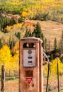 Old Vintage Gas pump on a remote wilderness road in Southwest Colorado Royalty Free Stock Photo